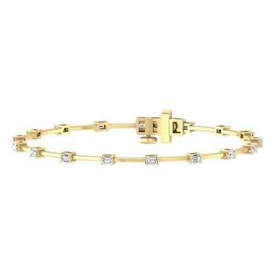1Ct Lab Grown Diamond 10k Yellow Gold Bangle Bracelet 7'' for Women