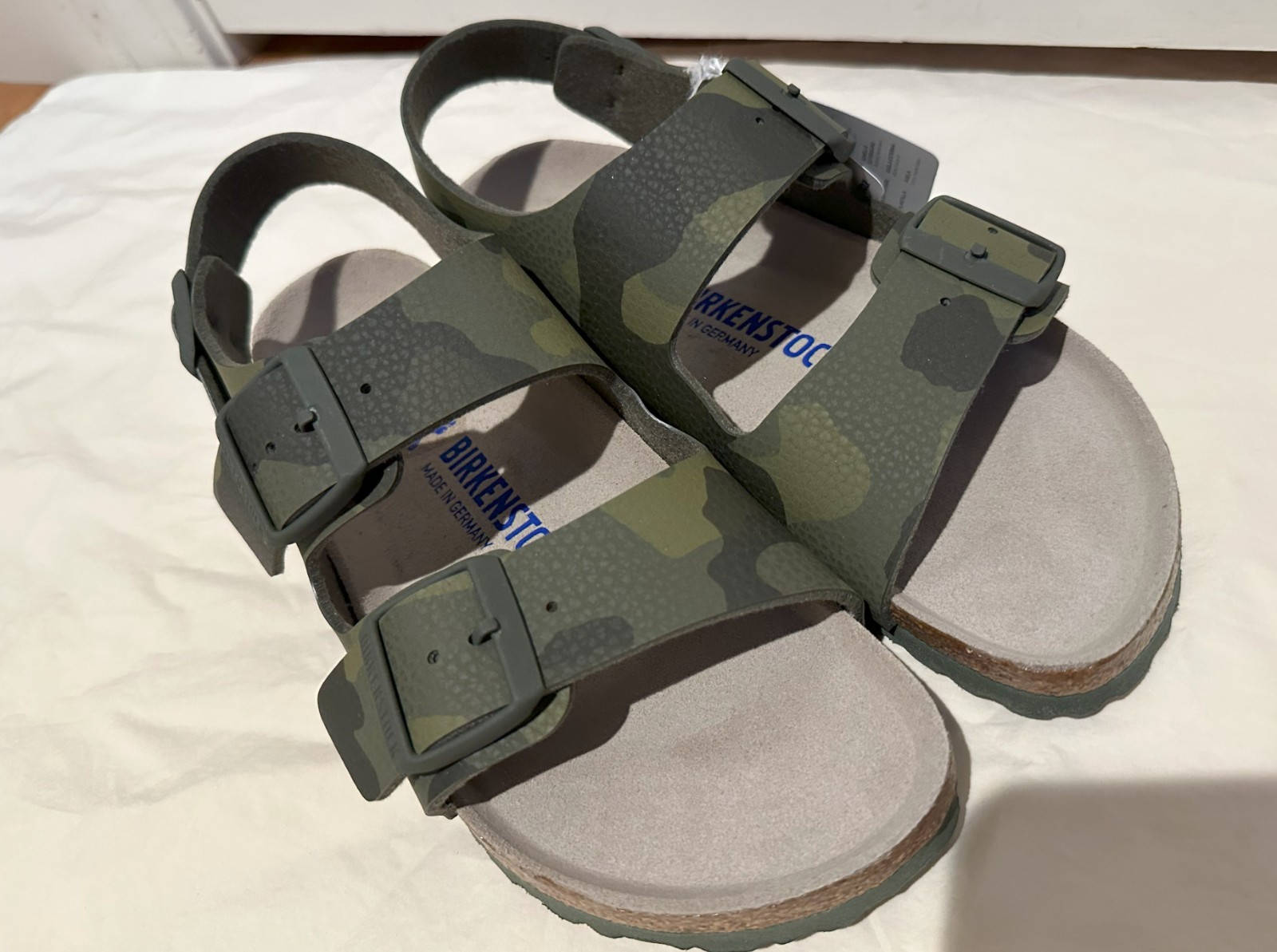 New Birkenstock Milano Birko-Flor Desert Soil Camo Green Backstrap Size37/6-6.5