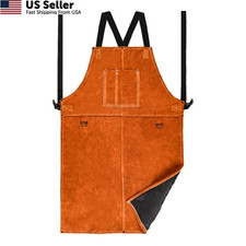 Leather Welding Work Apron - Heat Resistant Flame 24" X 36", Tan
