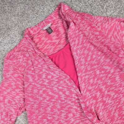 White Stag Women's XL/XG Pink White Marled Knit Open Front Cardigan