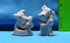 Pair of vintage Japanese musical blue  dog figurines, preowned