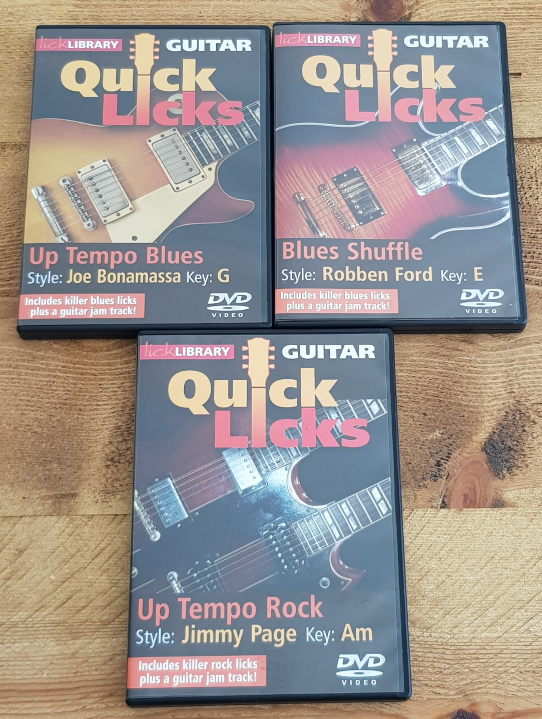 3 x Lick Library Guitar Quick Licks DVD's / Style Robben Ford BONAMASSA Jim Page