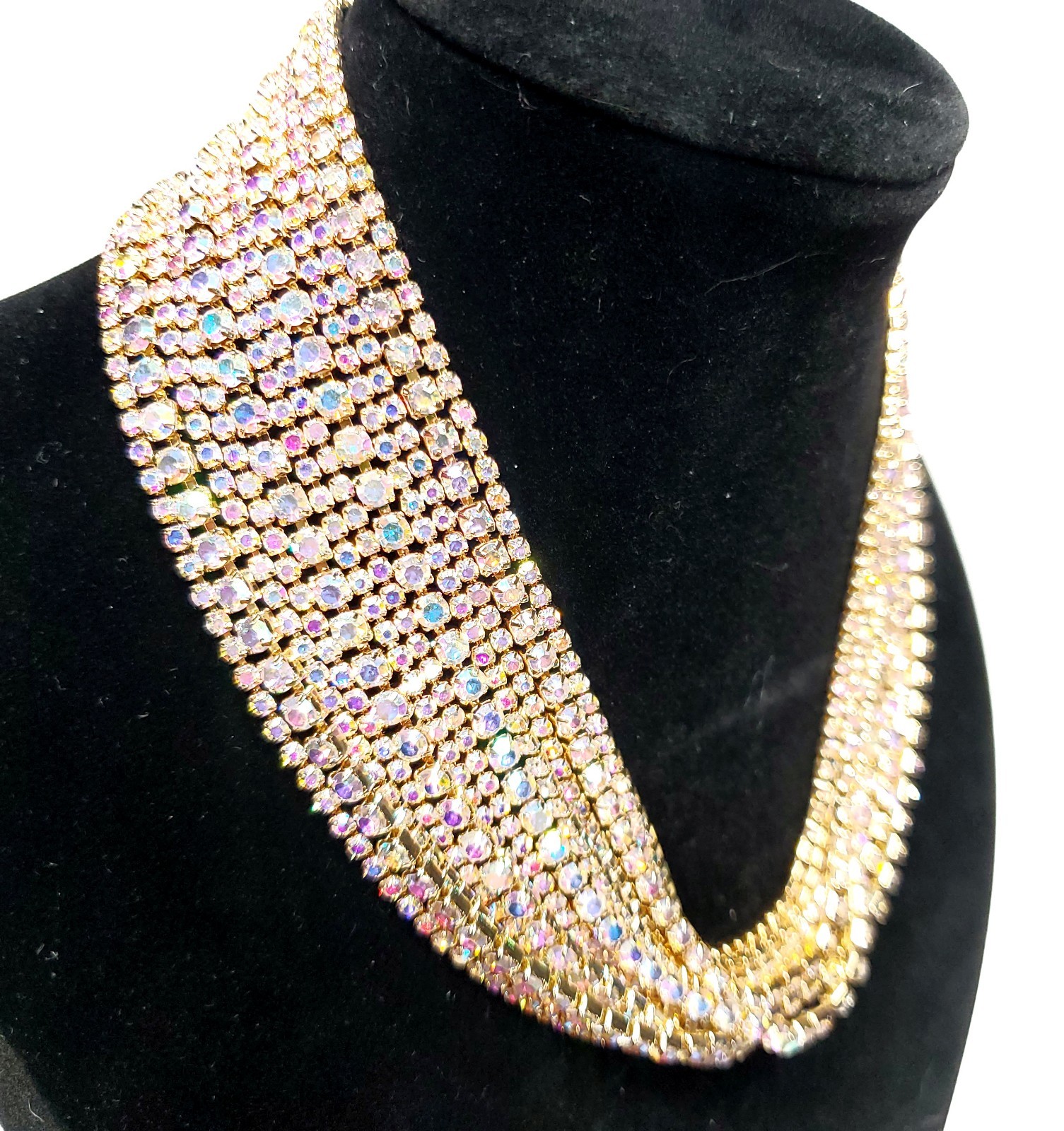 Multilayer Rhinestone Statement Necklace Luxury S… - image 2