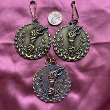 Victory Torch Award Medal 1.75” 2 Gold 1 Bronze .8oz Metal 