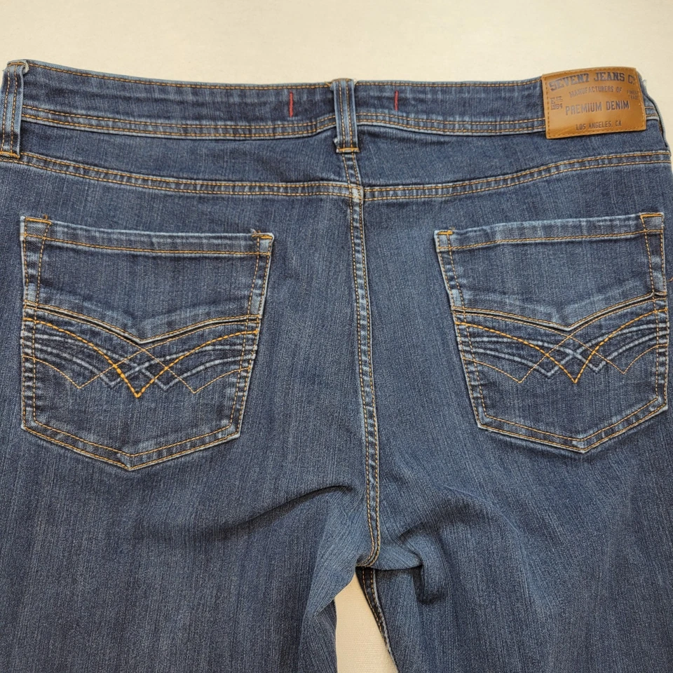 Jeans Seven7 para hombre 38x32 azul calce recto lavado medio tiro medio elástico denim Foto 4 de 4