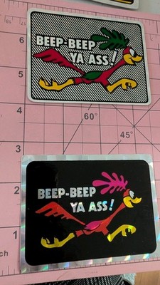激レア ロードランナー トロフィー Beep Beep Vintage 1980s Beep Beep Ya Ass Roadrunner Prism Decal Sticker Lot
