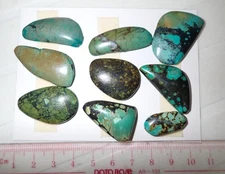 Turquoise Stone Flat Free Form Cabochon 165.5 Carat 9 pieces 33.1 gram Lot A