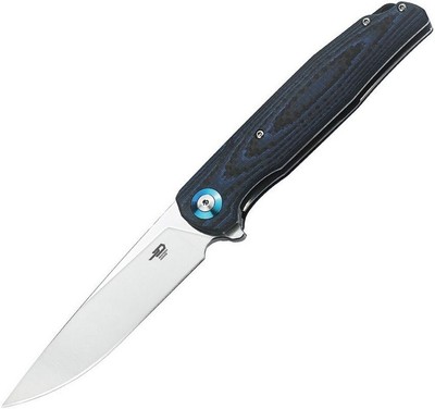 Bestech Ascot Linerlock Folding Knife Steel Blade Black & Blue G10 Handle BG19C