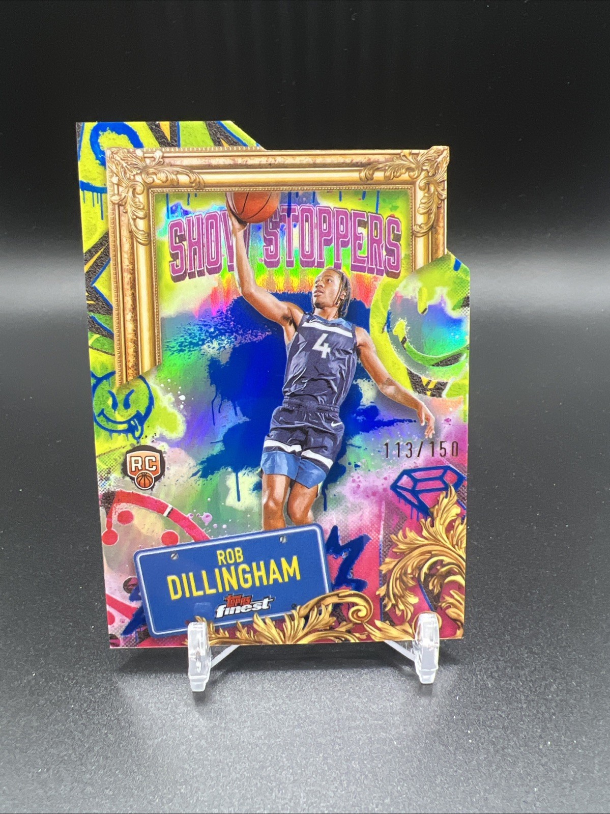 Rob Dillingham 2024-25 Finest Showstoppers Blue Rookie Timberwolves #/150