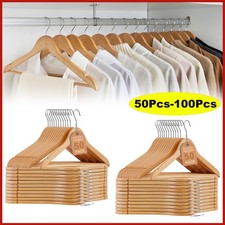 50-100  Premium Wooden Hangers Non-Slip Coat Clothes Hangers w/ 360  Swivel Hook