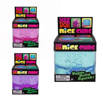 3 PACK Nee Doh Nice Cube Super Solid Squish  -  Blue Purple Pink - Brand New