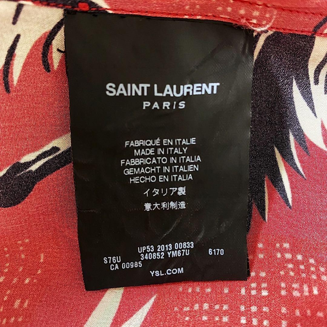 Used  2014 SS Saint Laurent Paris Silk Aloha Shirt Short Sleeve Tops Size 37 image 6