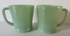 2 Vintage Anchor Hocking Fire King Jadeite D Handle Coffee Mugs Oven Ware Cup
