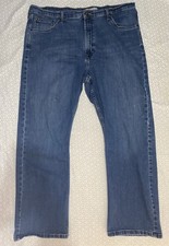 Wrangler Jeans Mens 42x30 Blue Relaxed Bootcut Denim Western Ranch Cowboy Work