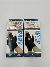 2 PK - Copper Fit COMPRESSION GLOVES • HAND RELIEF S/M Unisex-2 PAIRS