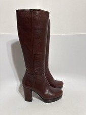 Vtg Prada Tall Brown Leather Boots 37.5