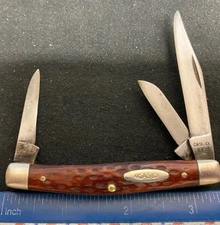 Case XX 6344 Stockman Knife, 1965-1969, Jigged Red Bone Handles