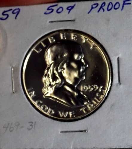 FRANKLIN HALF 1959 PROOF HIGH GRADE BEAUTY 90% SILVER