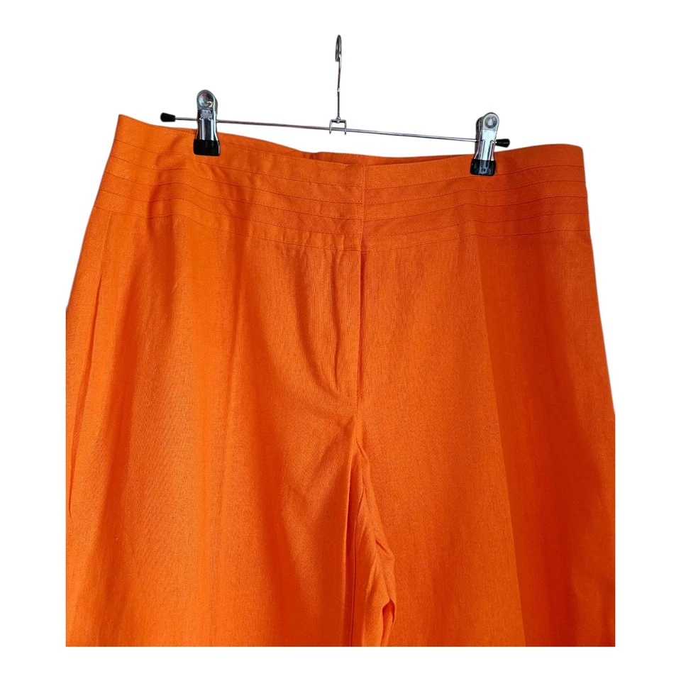 Pantalones de vestir Ashley Stewart para mujer 14W mezcla de lino naranja DEFECTO Foto 4 de 4