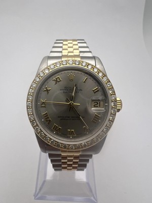 Rolex Datejust 31mm MidSize 68273 Silver Roman Dial Custom 18K Diamond Bezel