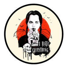 Halloween - Wednesday I Hate Everything - 4" Decal Car Frame Laptop Decor Jar