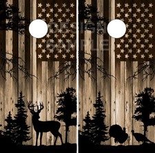 Deer Buck Turkey Wood Flag Cornhole Wrap Bag Toss Skin Decal Sticker
