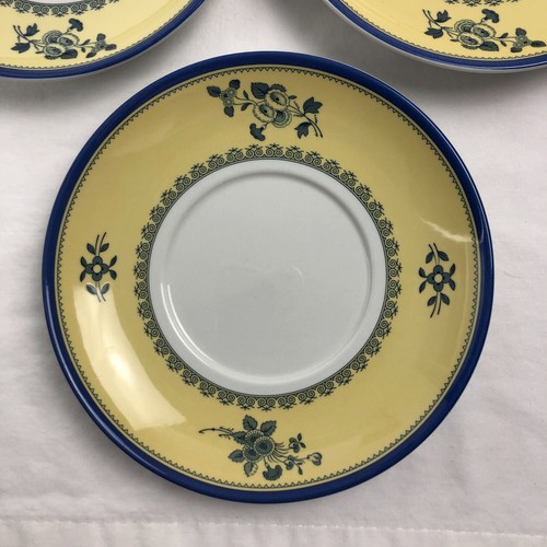 Spode Albany 5 3/4" Yellow & Blue Saucer Set of 4 Made in England Discontinued - Picture 7 of 9