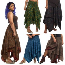 Boho Fairy Floaty Skirt, Hippie Festival Clothing, Bohemian Witchy Pagan Skirt