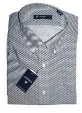 Daniel Cremieux Short Sleeve Shirt Large White  Blue Geometric NWT DSS510 