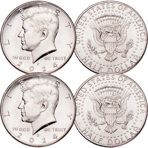 2024 P&D KENNEDY HALF DOLLAR SET CLAD TWO COINS SET UNCIRCULATED