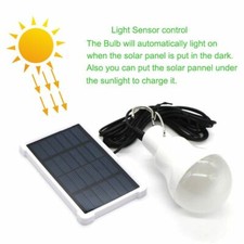 Portable Solar Powered LED Bulb Lamp With Hook Emergency Camp Tent Bulb Light