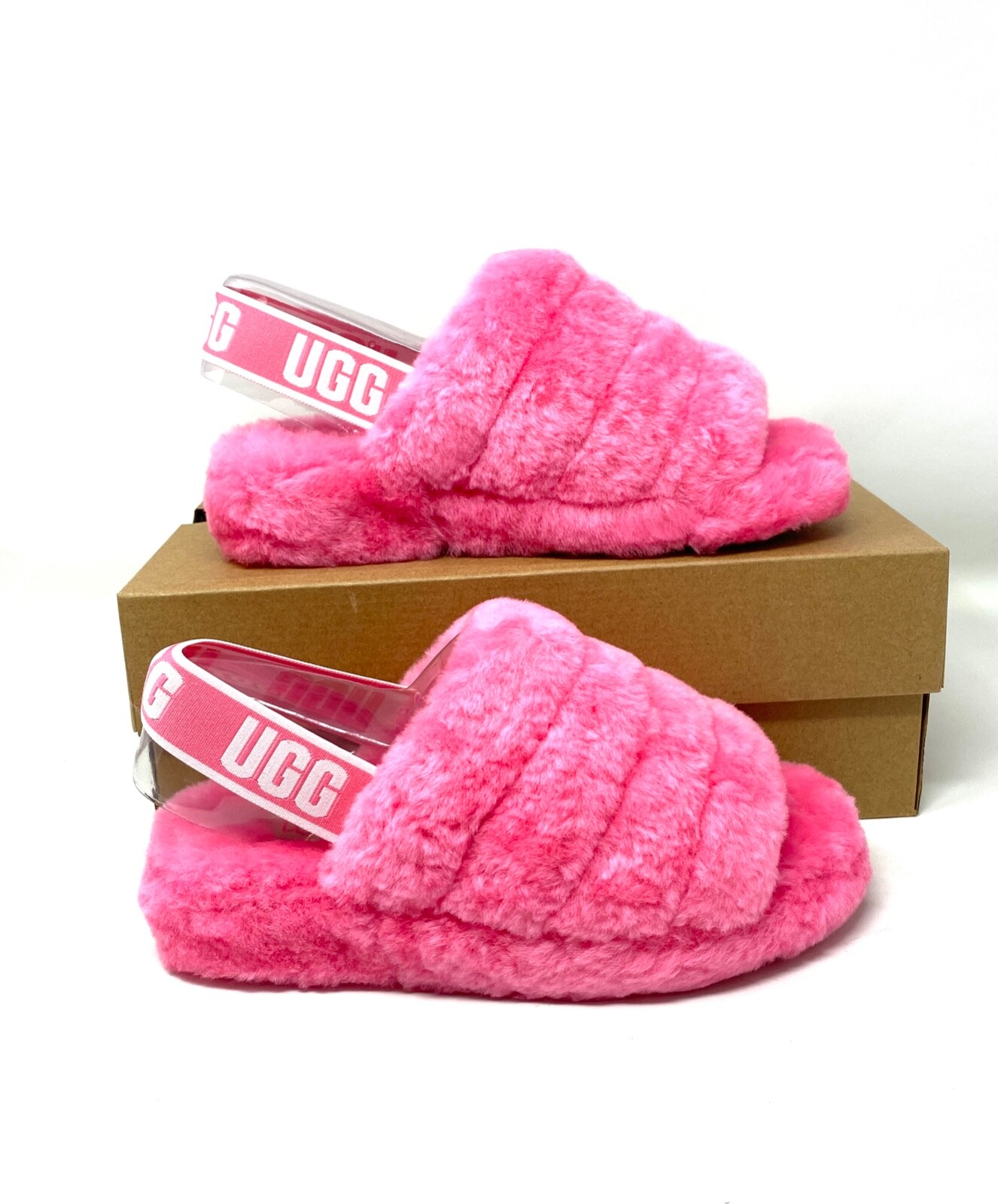 Pink Fur Sheep Slides Slipper Sandals 