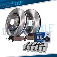 Front Disc Rotors Brake Pads w/ 24pc Lug Nuts for Dodge Durango Grand Cherokee