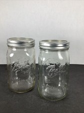 2~Ball&reg;Quart Embossed  Mason Glass Jars w/ Lids~Wide Mouth