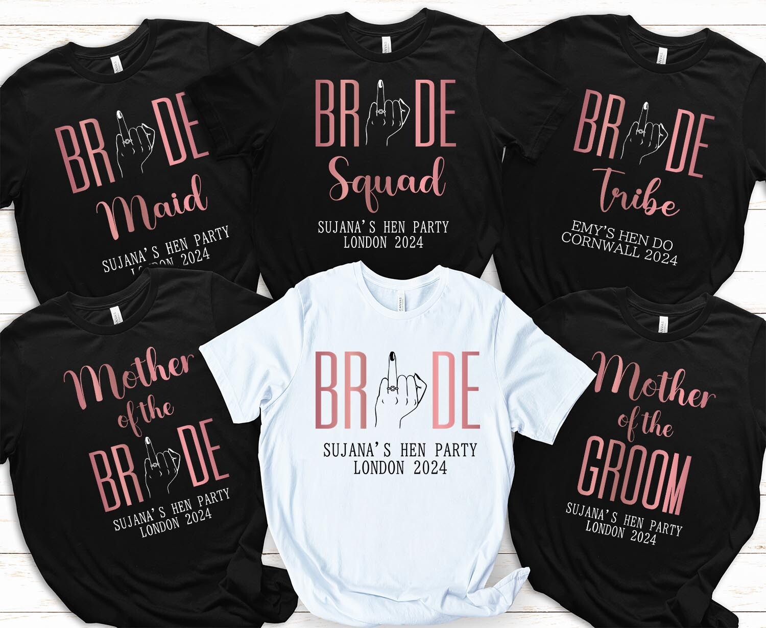 TSHIRT (3087) Personalised Bridal Party Hen Party Wedding Bachelorette T-Shirt-image