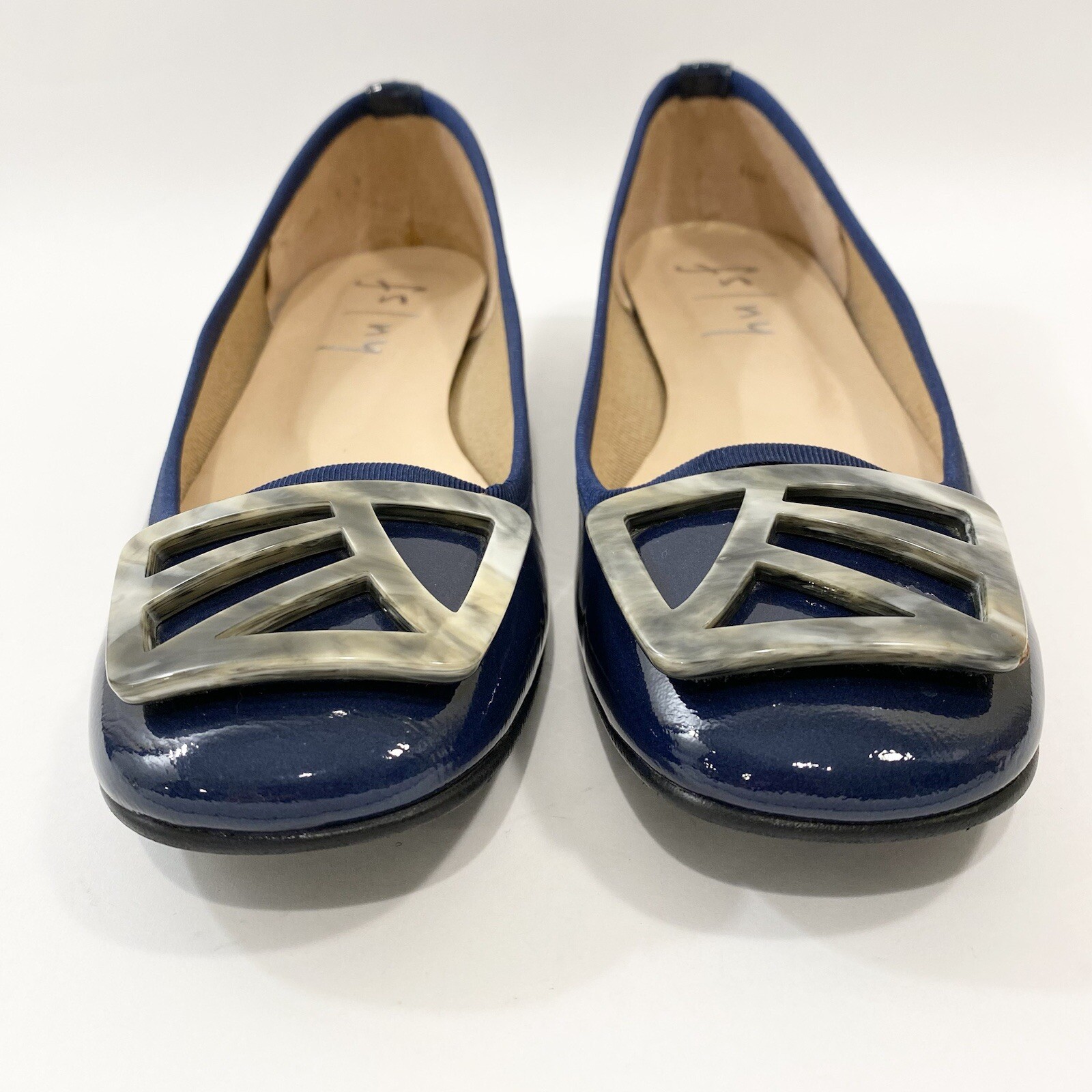 SAOLA Ballerine Talismano Suola Francese FS NY Donna US 6 Navy Pelle Verniciata *Leggi*