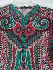 Pakistani Designer Kurti By LIME LIGHT Bran L Floral Print Beaded Buttons Short