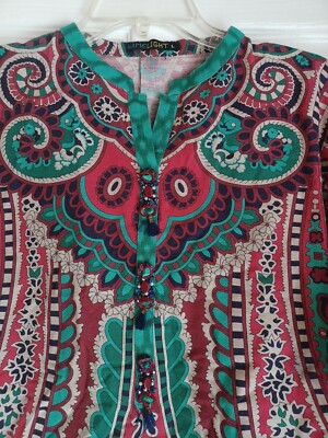 Pakistani Designer Kurti By LIME LIGHT Bran L Floral Print Beaded Buttons Short 