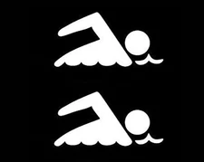 Swimmer Two 5" White Vinyl Decals Car Truck Laptop Swimmer Wave outdoors