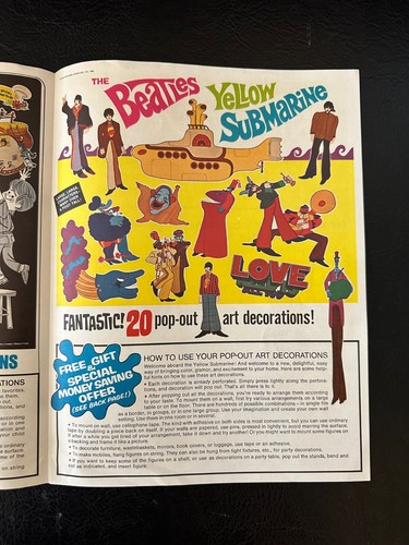 Original BEATLES Pop Out Art WALT DISNEY Advertisement 1968 Mail In Offer - Picture 2 of 6