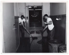 1957? USMC Marine Mopping up Barracks 8x10 Original Photo