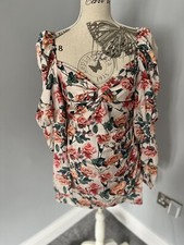 Pretty Little Thing Rose Long Sleeve Floral Dress Size 12
