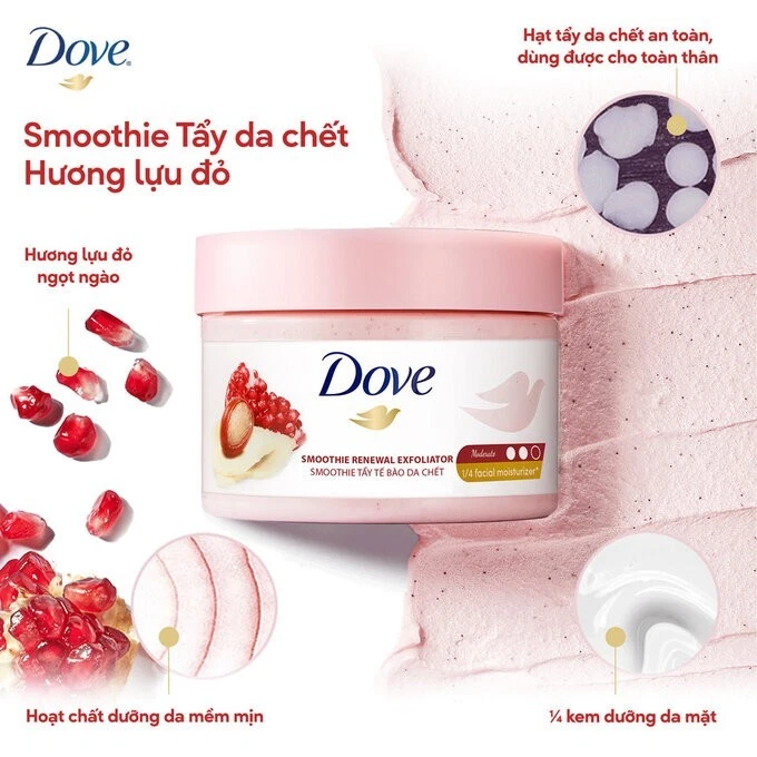 1x Dove Smothie Renewal Exfoliator Moisturizing Body Scrub Pomegranate Fragrance - Image 3 of 4