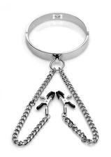 Mistress By Isabella Sinclaire Slave Collar with Nipple Clamps