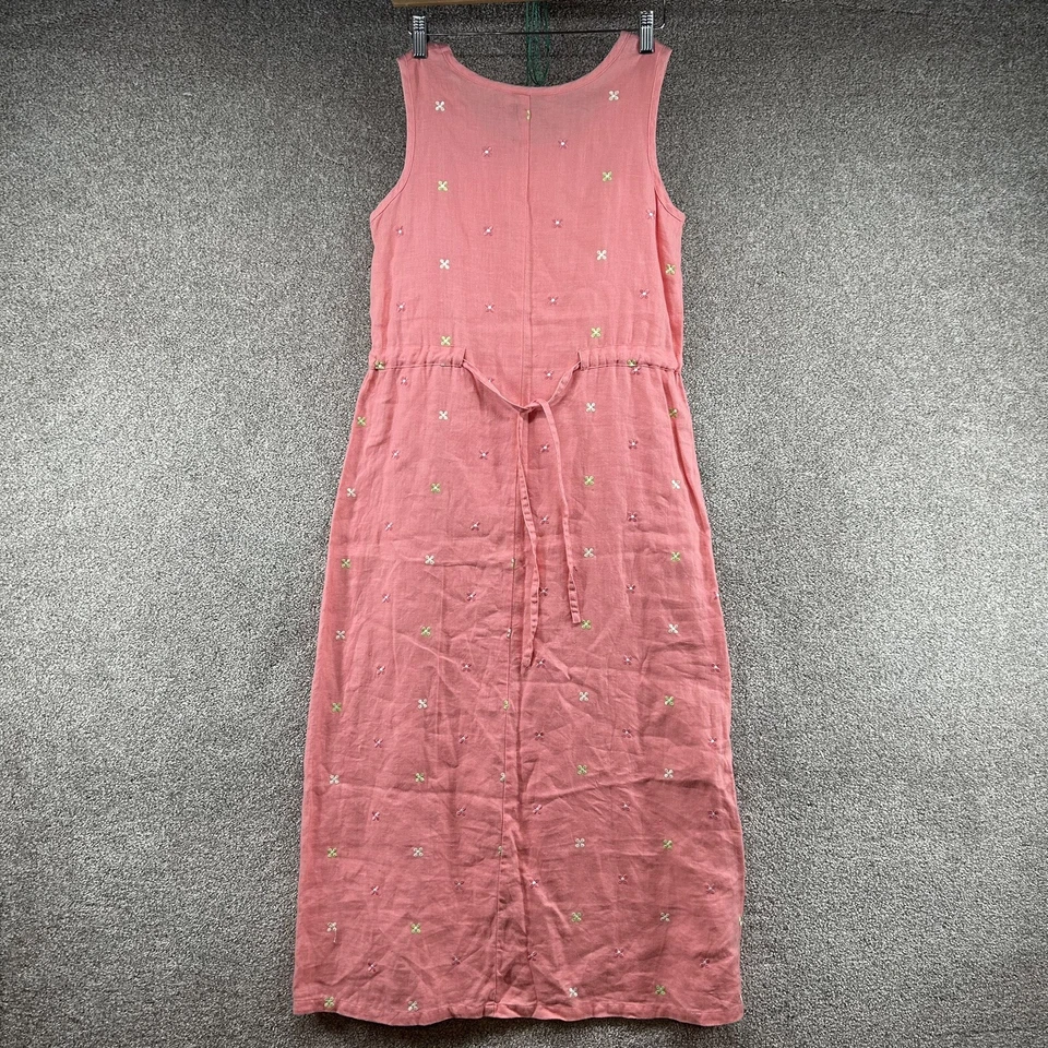 Bagatelle Women's Pink 100% Linen Sheath Sleeveless Embroidered Dress Size 8 - Изображение 4 из 4