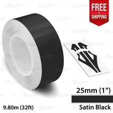 SATIN BLACK 1" 25mm Roll PIN STRIPE Car Striping Line TAPE Decal Vinyl Sticker