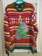 Ugly Christmas Sweater Happy Sloths Decorate Tree Size L