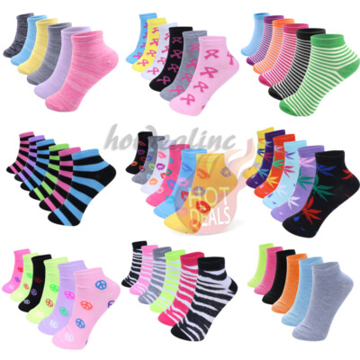 6/12 Pairs Women's Ankle/Quarter Crew Sports Socks Cotton Low Cut Size 9-11
