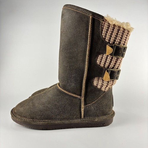 Bearpaw Boshie Women's Brown Suede/Knit Wool Lined Boots Size 8 - Picture 4 of 15