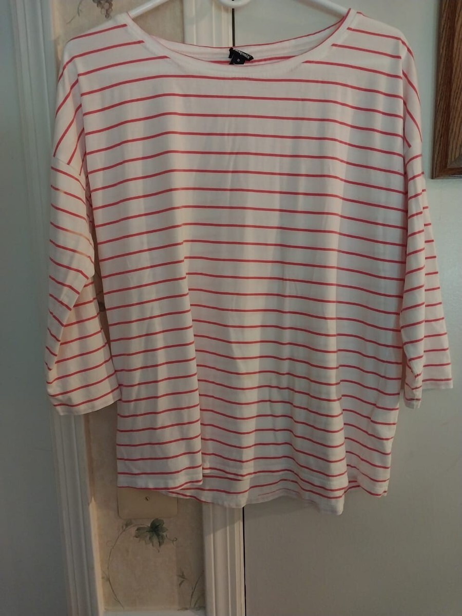 Patagonia Womens Sz M Red and White Striped Knit 3/4 Sleeve